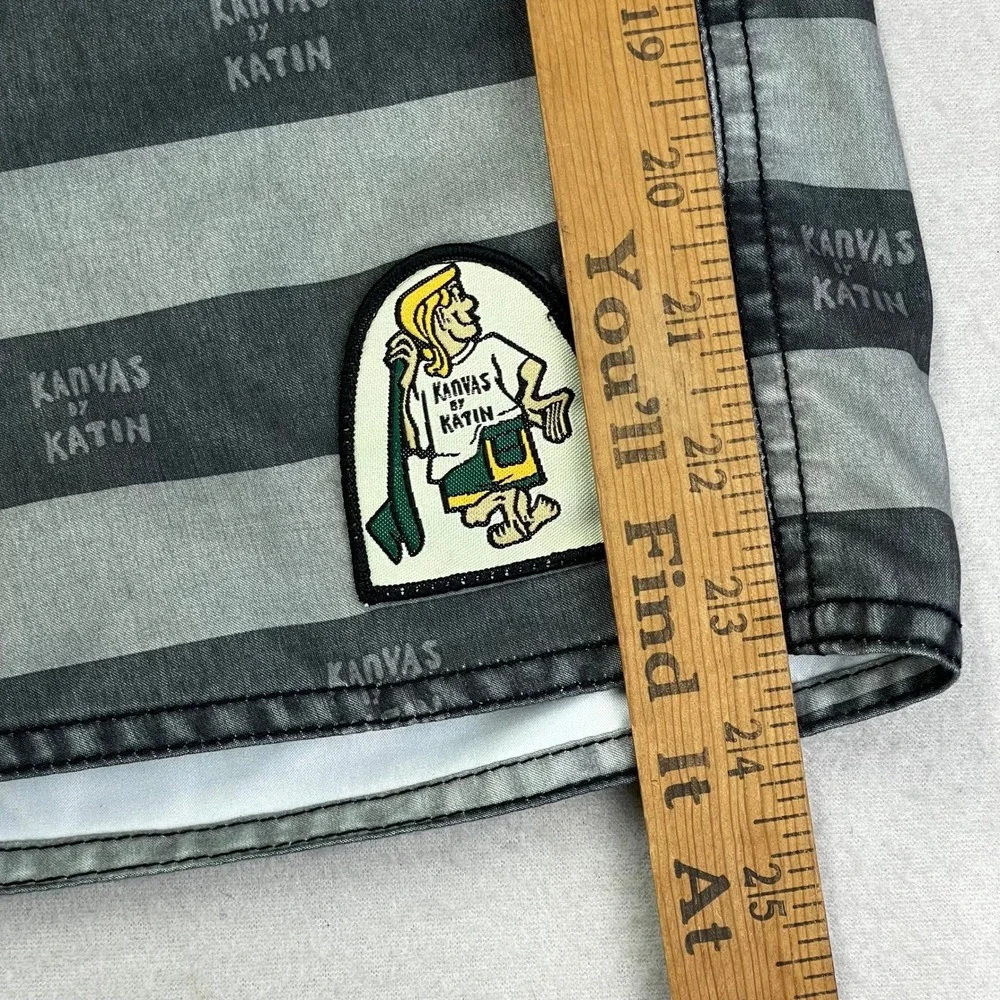 VTG Kanvas by Katin Boardshorts Mens 38 Grey Striped‎ Baggy Loose Long 23